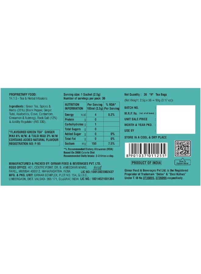 Girnar Detox Green Tea (Desi Kahwa) (36 Tea Bags) - Image 3